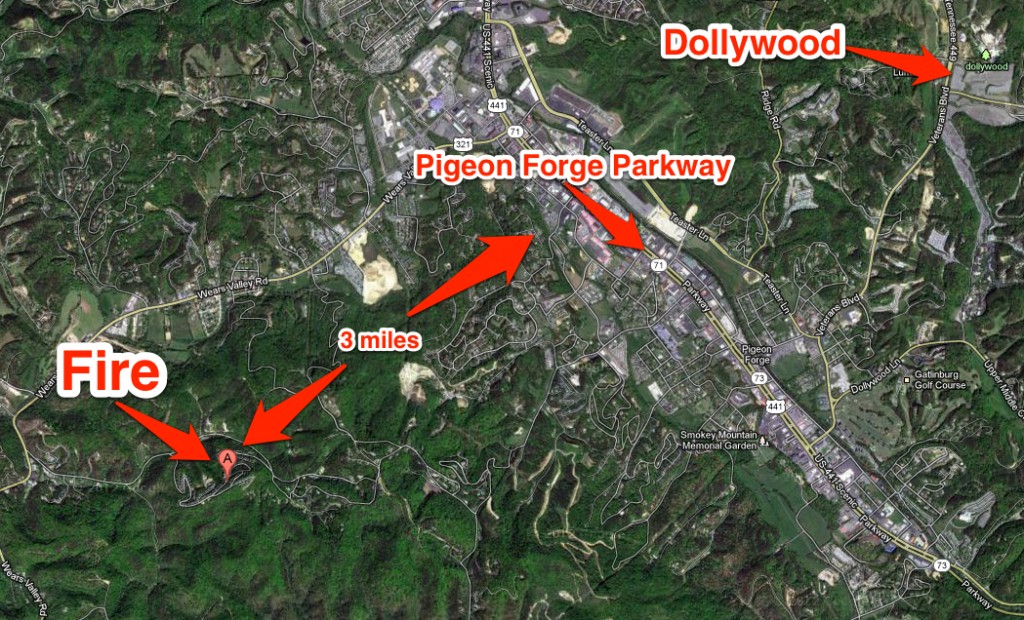 Where is the pigeon forge fire located