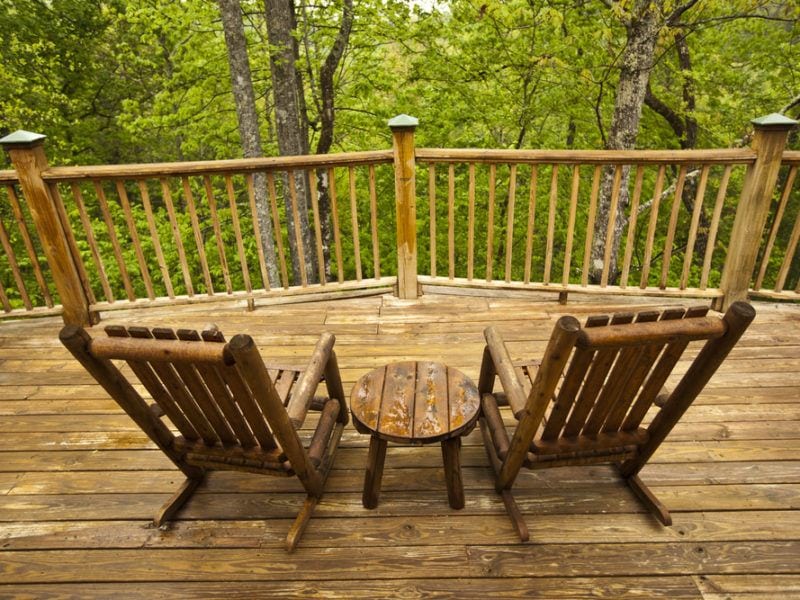 Chairs on the porch of a Pigeon Forge cabin