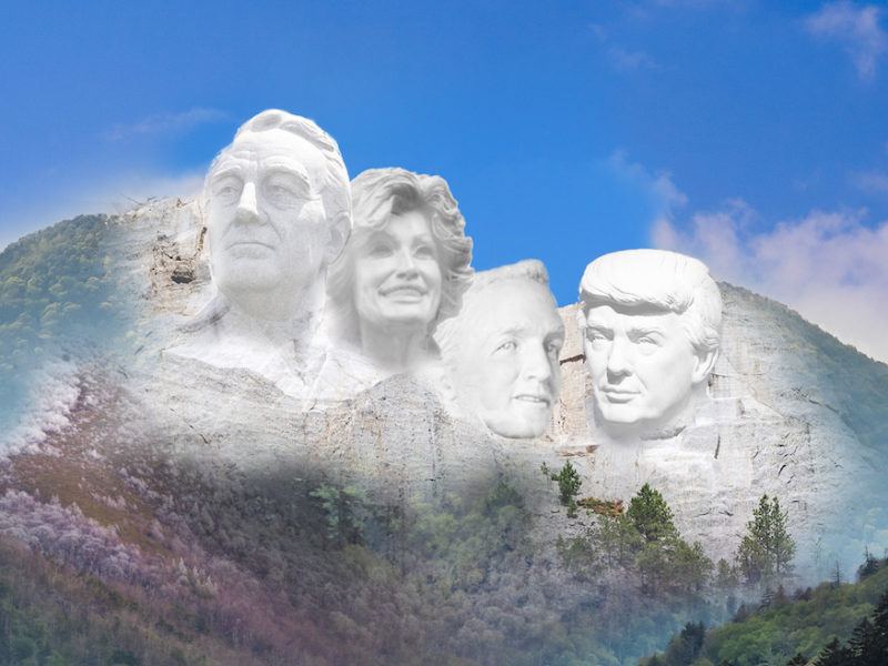 Mount Rushmore-style monument in the Great Smoky Mountains.