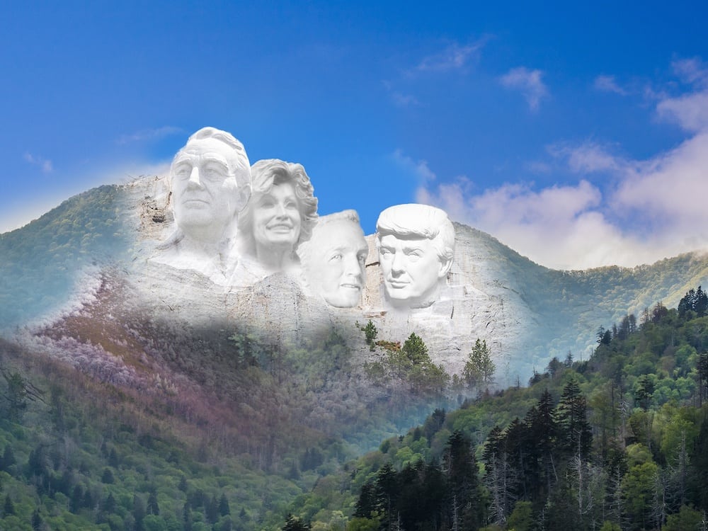 Artist's rendering of the Mount Rushmore-style monument in the Smoky Mountains.