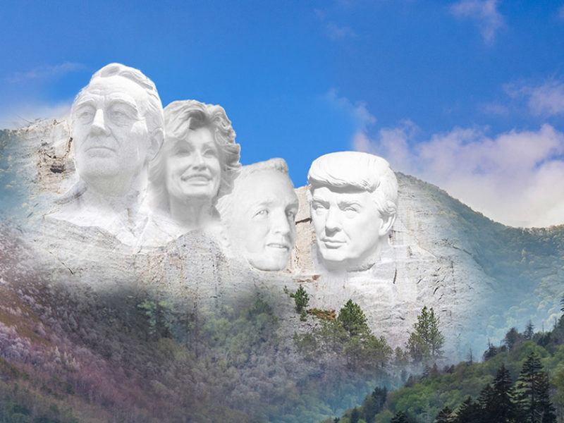 Mount Rushmore-style monument in the Great Smoky Mountains