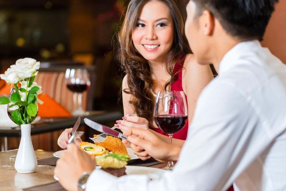Couple having a romantic dinner in a restaurant.