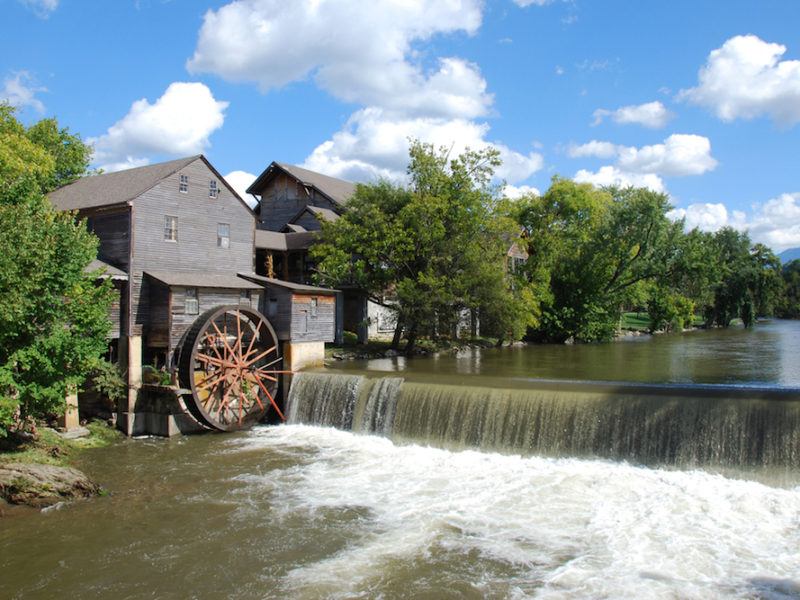 The Pigeon Forge Old Mill on the river.