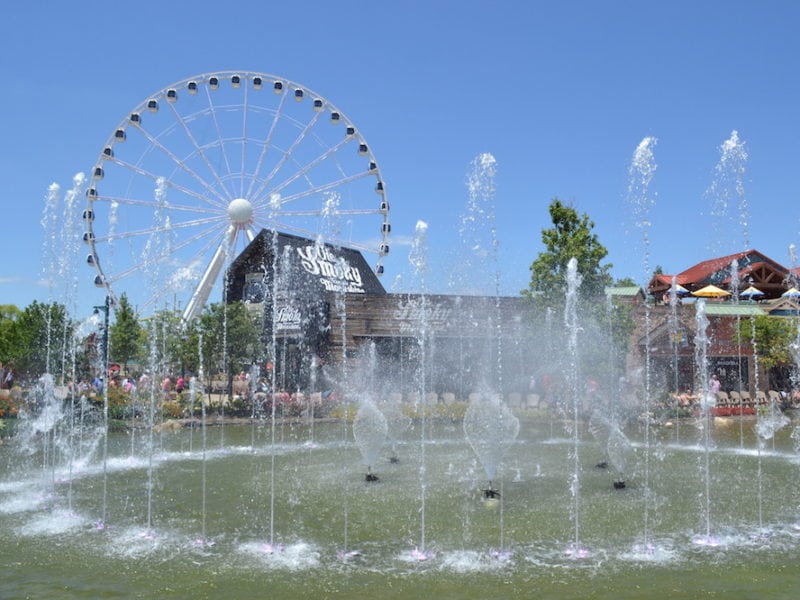 fountain at the island in pigeon forge
