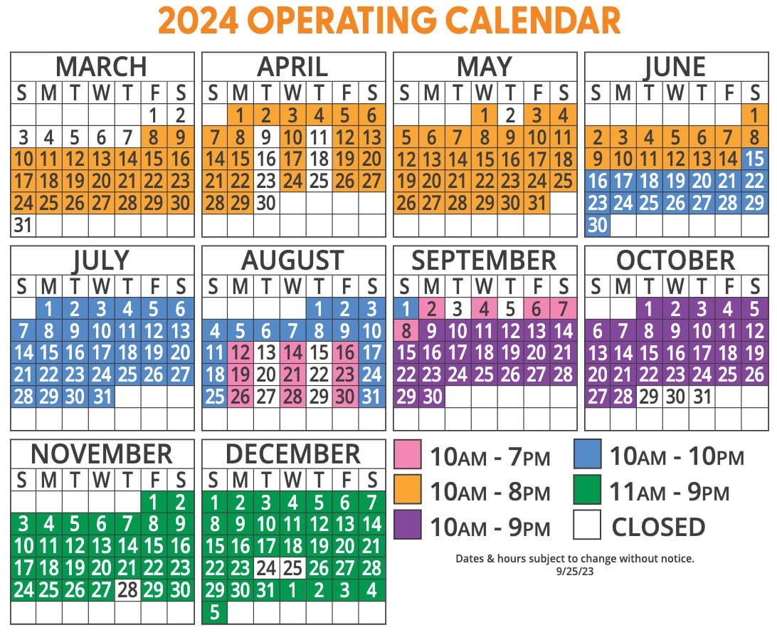 dollywood schedule 2024 calendar of open dates and hours